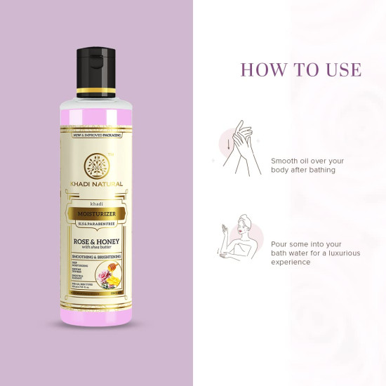 Khadi Natural Moisturising Lotion, Rose and Honey - Smooth and Radiant Skin