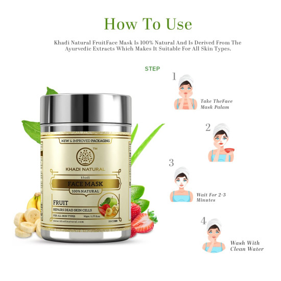 KHADI NATURAL Fruit Herbal Face Mask Pack, 50g - Rejuvenating Skincare