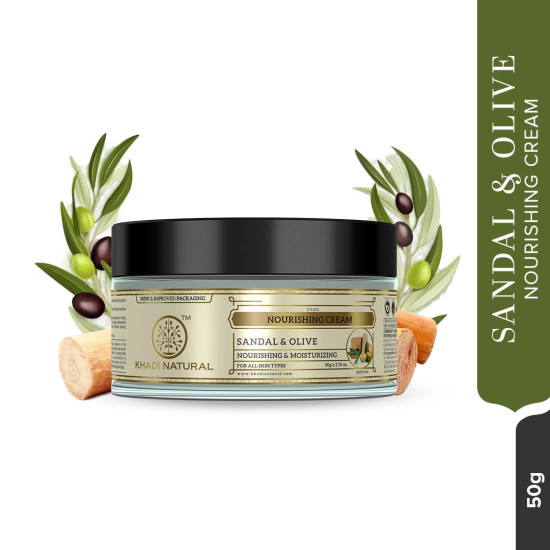 KHADI NATURAL Ayurvedic Sandal and Olive Face Nourishing Cream - With Sheabutter for Soft Skin