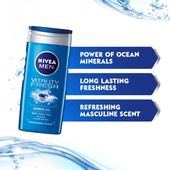 NIVEA MEN Vitality Fresh 250ml Body Wash - Ocean Minerals