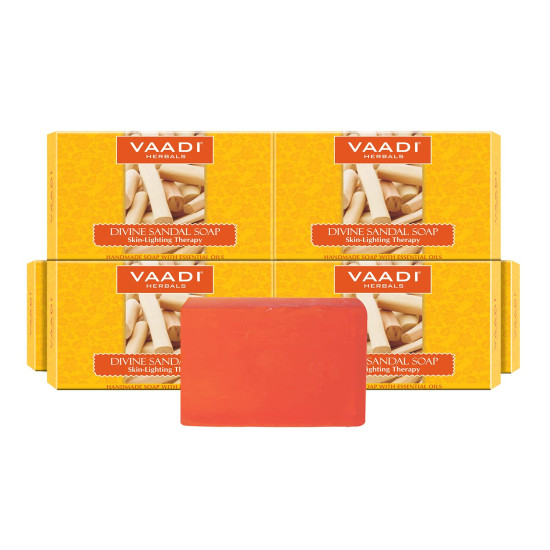 Vaadi Herbals Divine Sandal Soap with Saffron and Turmeric - Natural Glow Enhancer