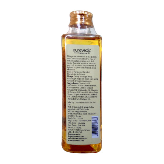 Auravedic Saffron Original Face Oil For Glowing Skin100 ml Ashwagandha Pigmentation Serum Face Serum For Pigmentation For Skin Body Oil After Bath For Daily Use