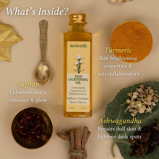 Auravedic Saffron Original Face Oil For Glowing Skin100 ml Ashwagandha Pigmentation Serum Face Serum For Pigmentation For Skin Body Oil After Bath For Daily Use
