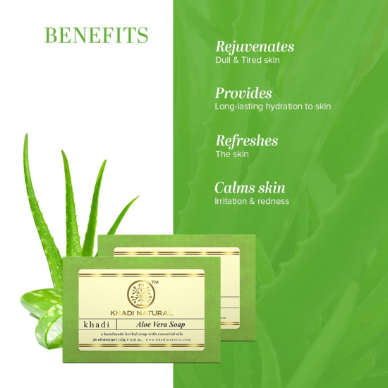 KHADI NATURAL Aloe Vera Handmade Soap - Herbal Hydration for All Skin Types