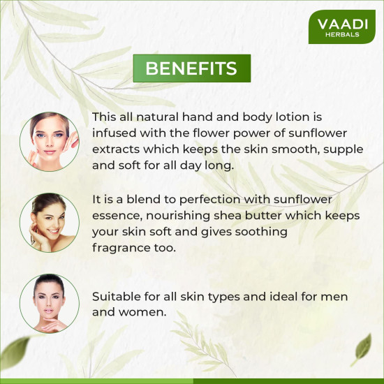 Vaadi Herbals Hand and Body Lotion with Sunflower Extract - Moisturizing & Soothing