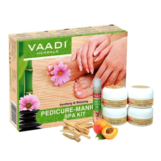 Vaadi Herbals Soothing and Refreshing Pedicure Manicure Spa Kit - Natural Hand & Foot Care