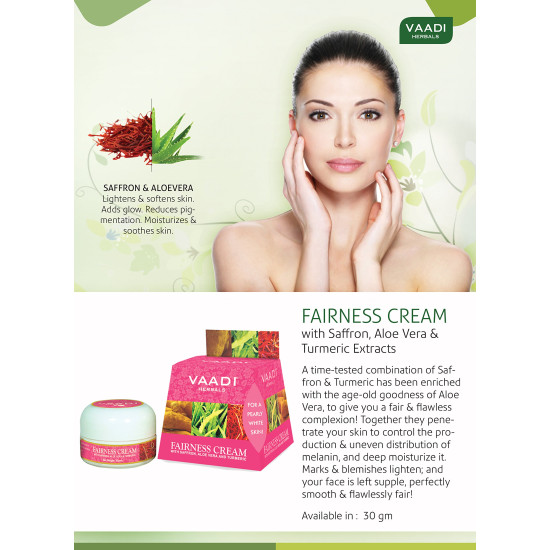 Vaadi Herbals Fairness Cream, Saffron Aloe Vera and Turmeric Extracts - Radiant Skin