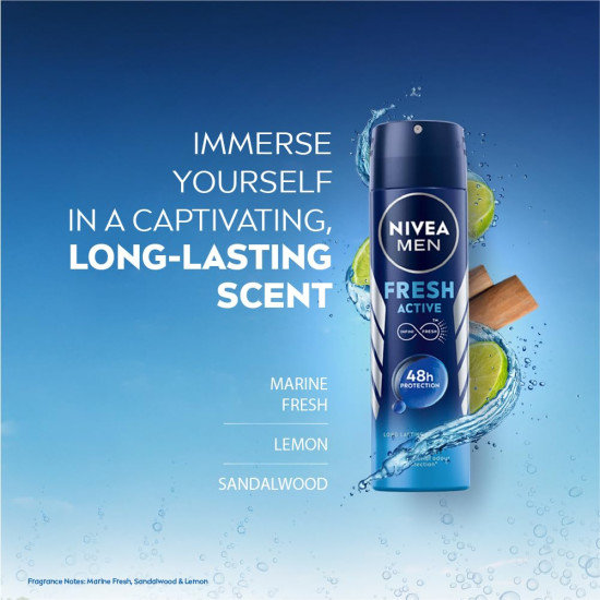 NIVEA MEN Fresh Active Original 48 Hours Deodorant - Long-lasting Freshness
