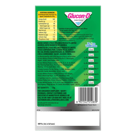 Glucon-D Regular Glucose Powder 1kg - Instant Energy & Immunity Boost