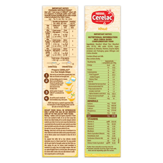 Nestle Cerelac Baby Cereal with Milk, Wheat - Source of Iron & Protein