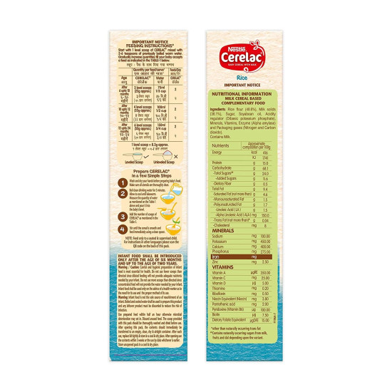 Nestle Cerelac Baby Cereal with Milk, Rice - Source of Iron & Protein