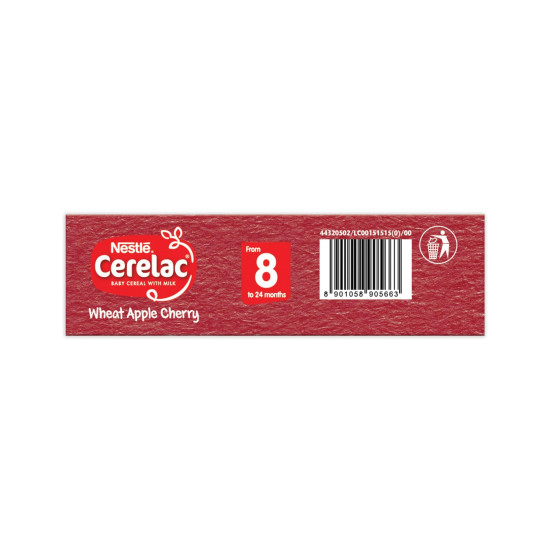 Nestle Cerelac Baby Cereal with Milk - Wheat Apple Cherry - Source of Iron & Protein