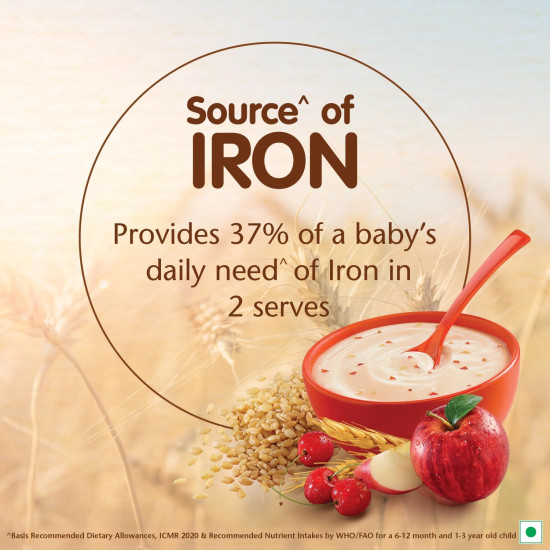 Nestle Cerelac Baby Cereal with Milk - Wheat Apple Cherry - Source of Iron & Protein