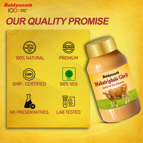 Baidyanath Mahatriphala Ghrita - 100g | Ayurvedic Eye Care Formula with Triphala | Vasak & Nilophar for Overall Eye Health and Wellness