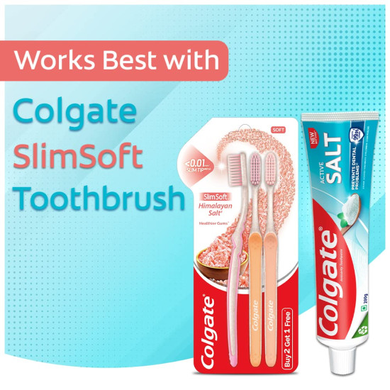 Colgate Active Salt Toothpaste Pack of 2 - Daily Germ Protection & Fresh Breath