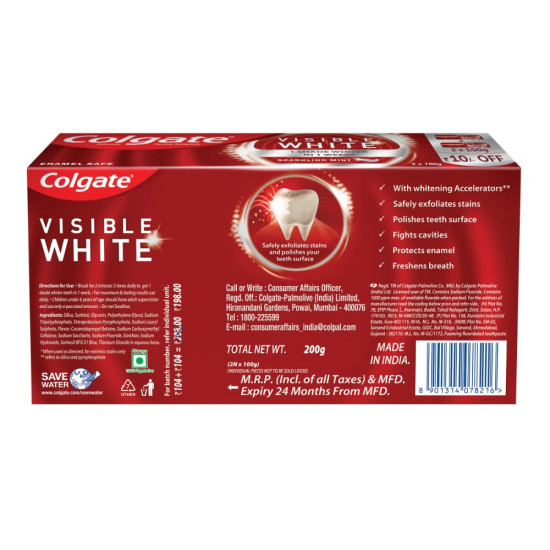 Colgate Visible White Toothpaste 200g - Teeth Whitening in 1 Week Colgate Visible White Toothpaste 200g - Teeth Whitening in 1 Week