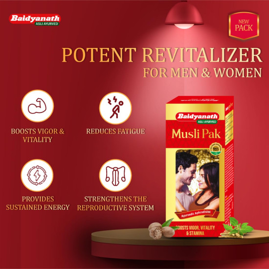 Baidyanath Red Musli Pak - Made With Pure Safed Musli For Strength And Vitality - 250G Powder