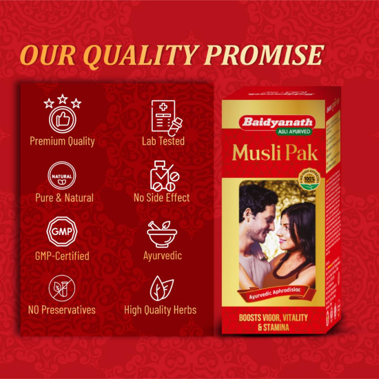Baidyanath Red Musli Pak - Made With Pure Safed Musli For Strength And Vitality - 250G Powder