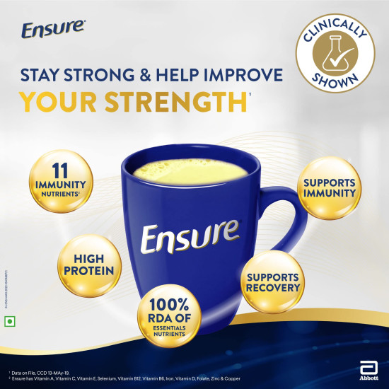 Ensure No 1 Nutritional Supplement Drink in the world 32 nutrients High Protein,Calcium,Vit D, Vanilla 400g/375g, Wt may vary