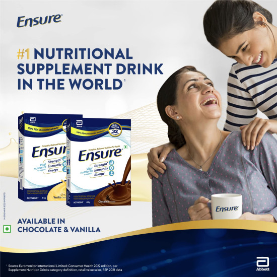 Ensure No 1 Nutritional Supplement Drink in the world 32 nutrients High Protein,Calcium,Vit D, Vanilla 400g/375g, Wt may vary