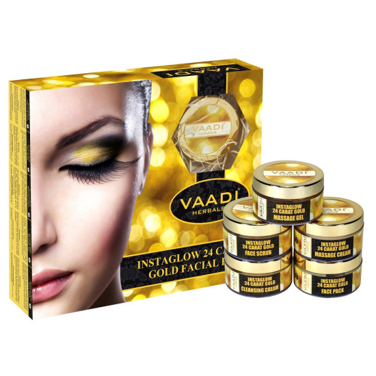 Vaadi Herbals Gold Facial Kit - 24 Carat Gold Leaves & Natural Extracts