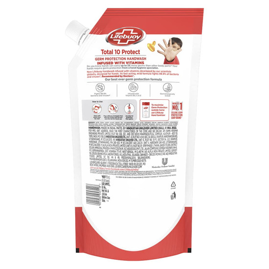 Lifebuoy Total 10 Activ Naturol Germ Protection Handwash Refill - 99.9% Germ Protection