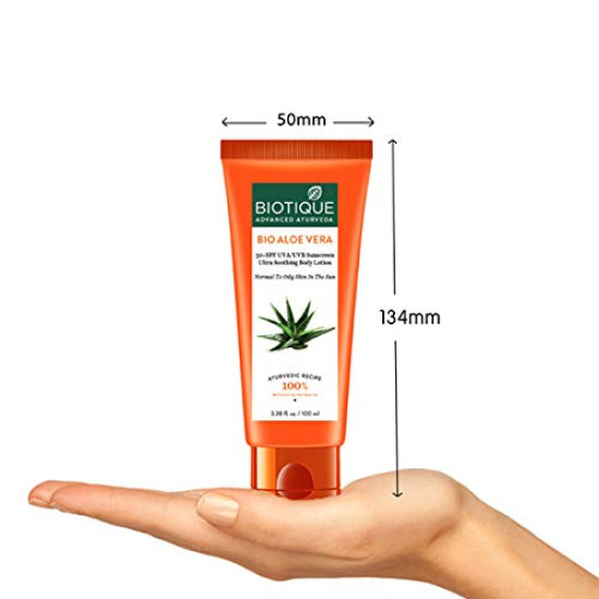 Biotique Bio Aloe Vera SPF 30+ Sunscreen - Ultra Soothing Lotion for Combination Skin