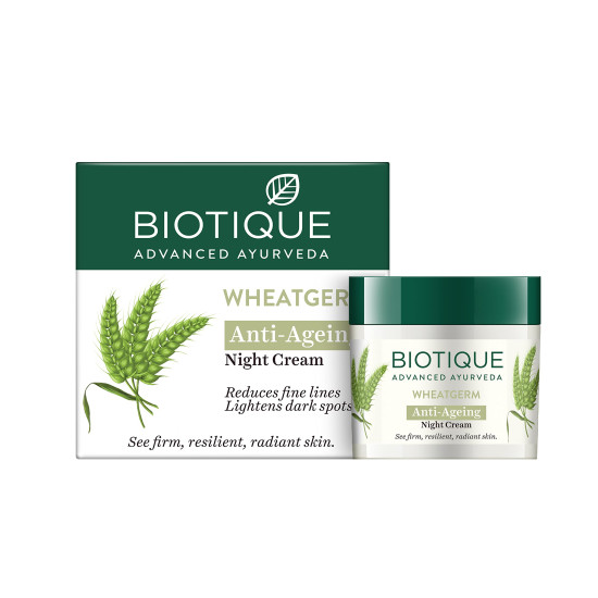 Biotique Wheat Germ Anti-Ageing Night Cream - Reduces Fine Lines