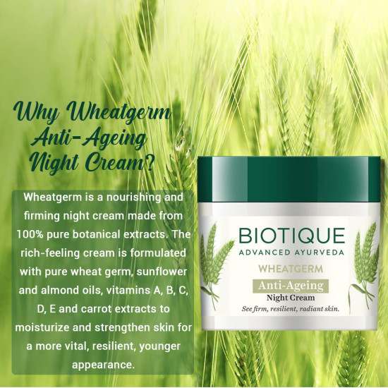 Biotique Wheat Germ Anti-Ageing Night Cream - Reduces Fine Lines
