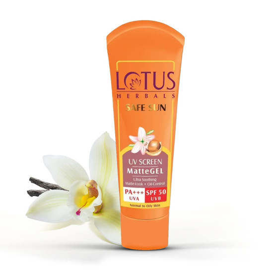 Lotus Herbals Safe Sun Invisible Matte Gel Sunscreen SPF 50 PA+++ - Non-Greasy Protection for Oily Skin