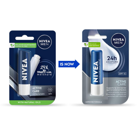 NIVEA MEN Active Care Lip Balm - 24 H Melt-in Moisture Formula