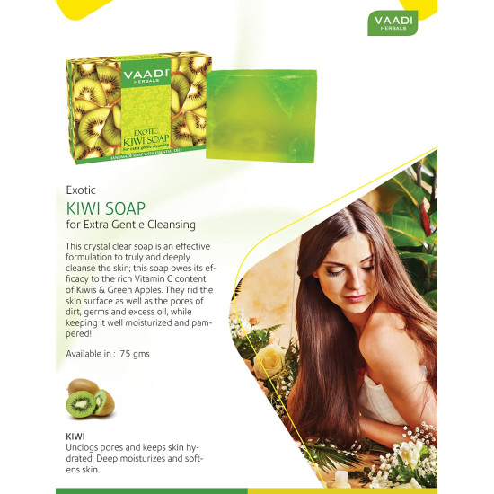 Vaadi Herbals Exotic Kiwi Soap with Green Apple Extract - Refreshing Skincare