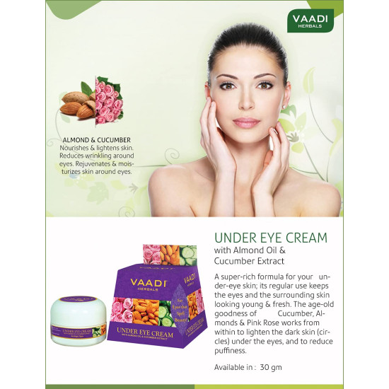 Vaadi Herbals Under Eye Cream - Almond Oil & Cucumber Extract