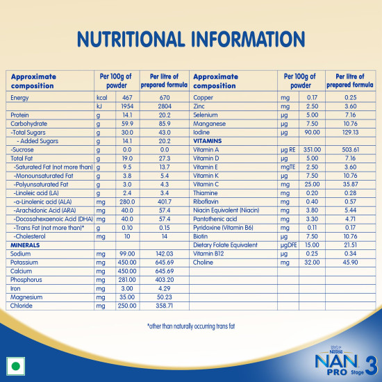 Nestlé NAN PRO 3 Follow-Up Formula - Optimal Nutrition for 12-18 Months