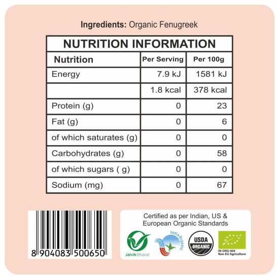 24 Mantra Organic Fenugreek Seeds - 100% Organic & Chemical Free