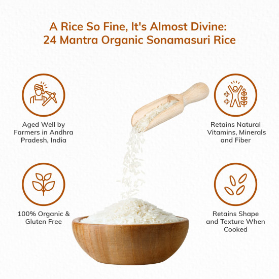 24 Mantra Organic Sonamasuri Polished Raw Rice - 100% Organic & Chemical Free