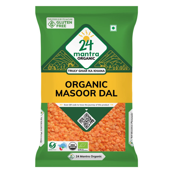 24 Mantra Organic Unpolished Masoor Dal - 100% Organic & Chemical Free