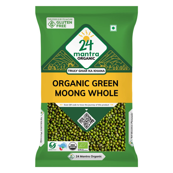 24 Mantra Organic Unpolished Green Moong Whole - 100% Organic & Chemical Free