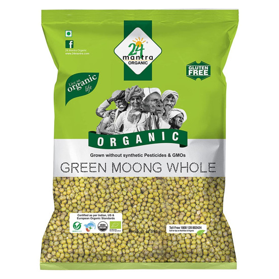 24 Mantra Organic Green Moong Whole - High Protein & Fiber