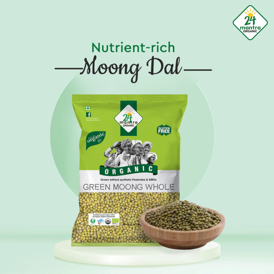 24 Mantra Organic Green Moong Whole - High Protein & Fiber