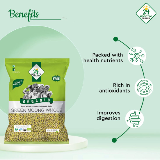 24 Mantra Organic Green Moong Whole - High Protein & Fiber