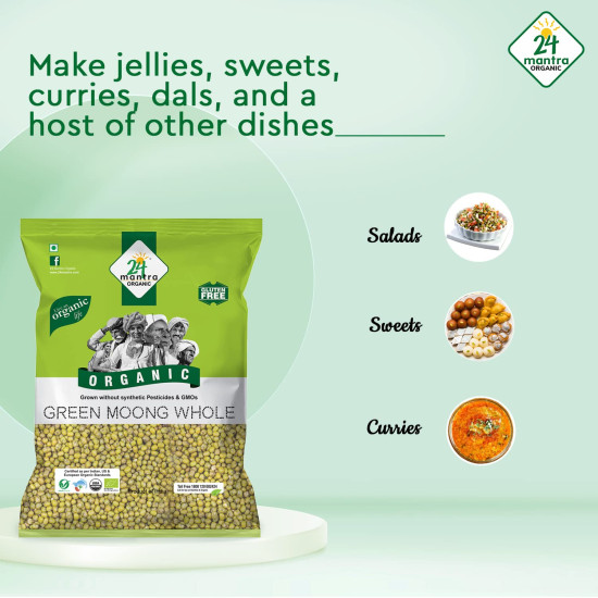 24 Mantra Organic Green Moong Whole - High Protein & Fiber
