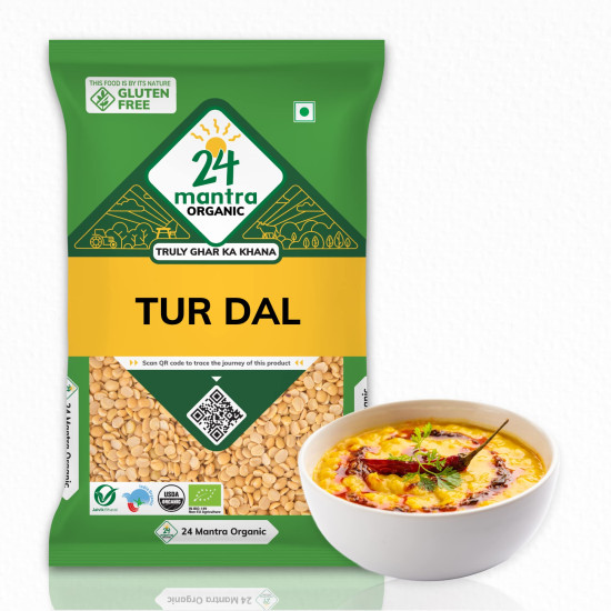 24 Mantra Organic Toor Dal 1Kg - 100% Organic Unpolished Dal