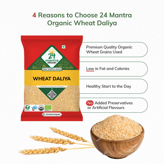 24 Mantra Organic Wheat Daliya - Chemical Free & Pesticides Free
