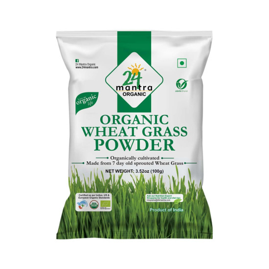 24 Mantra Organic Wheat Grass Powder - 100% Organic & Chemical Free