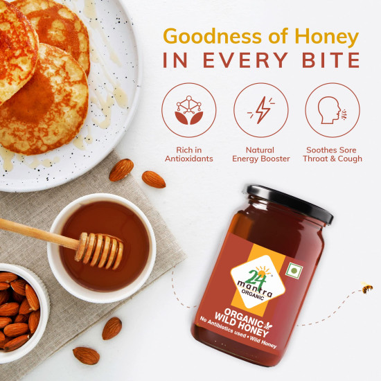 24 Mantra Organic Wild Honey - 250gms | Chemical Free & Sugar Free