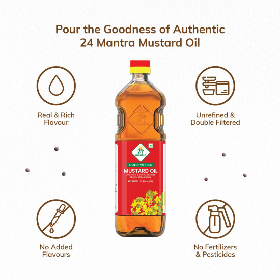 24 Mantra Unrefined Mustard Oil - 100% Organic & Chemical Free