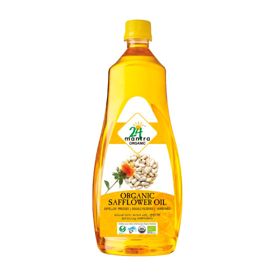 24 Mantra Organic Unrefined Safflower Oil - 1 L | 100% Organic & Chemical Free