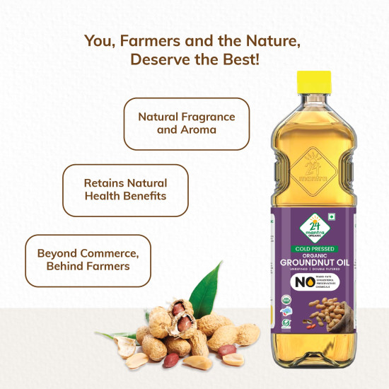 24 Mantra Organic Unrefined Groundnut Oil - 100% Organic & Chemical Free