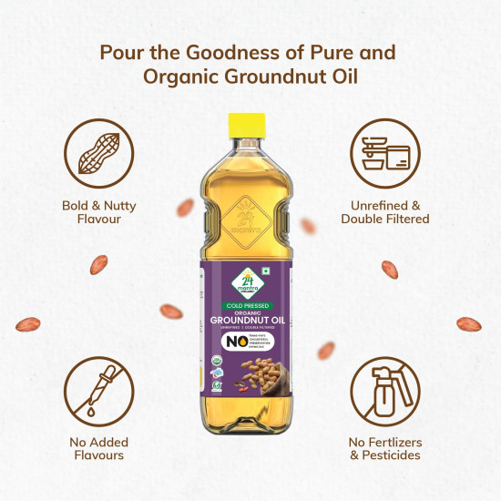 24 Mantra Organic Unrefined Groundnut Oil - 100% Organic & Chemical Free